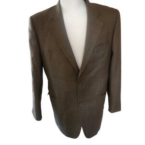 Savile Row Pure Cashmere Men's Blazer Jacket Brown Woven in Italy Made in Canada